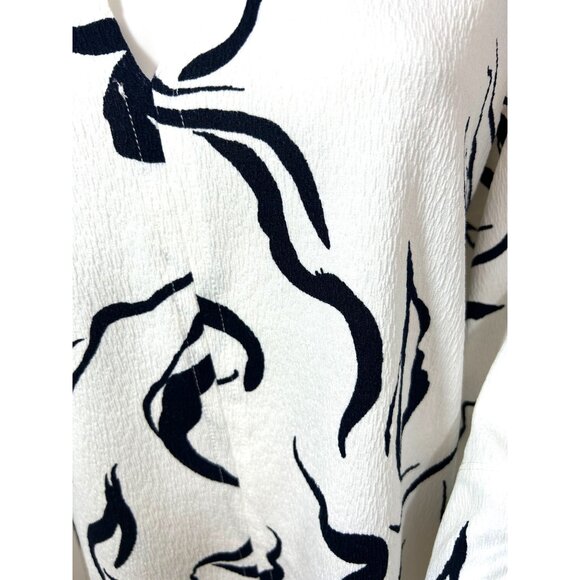FDJ French Dressing Jeans Tunic Top XL White Navy Abstract Pattern Swirls Artsy - Picture 9 of 11